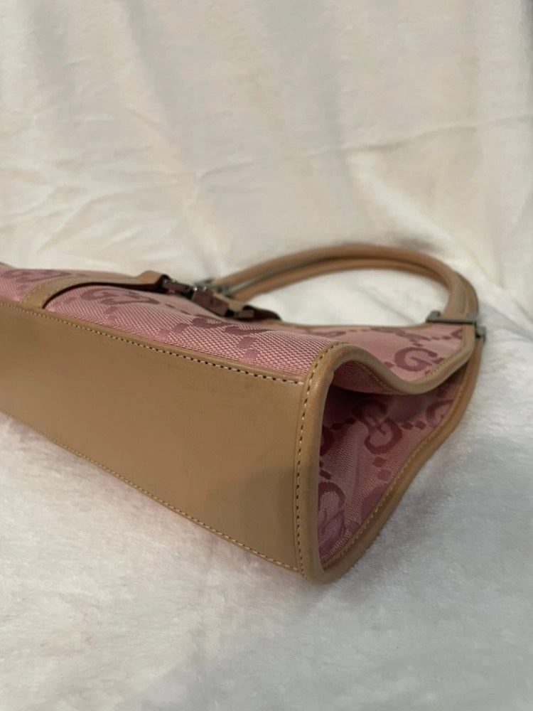 Gucci GG Monogram Pink Canvas Shoulder Bag
