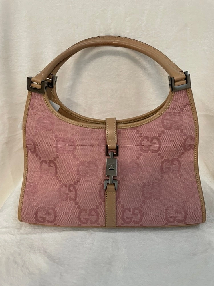 Gucci GG Monogram Pink Canvas Shoulder Bag