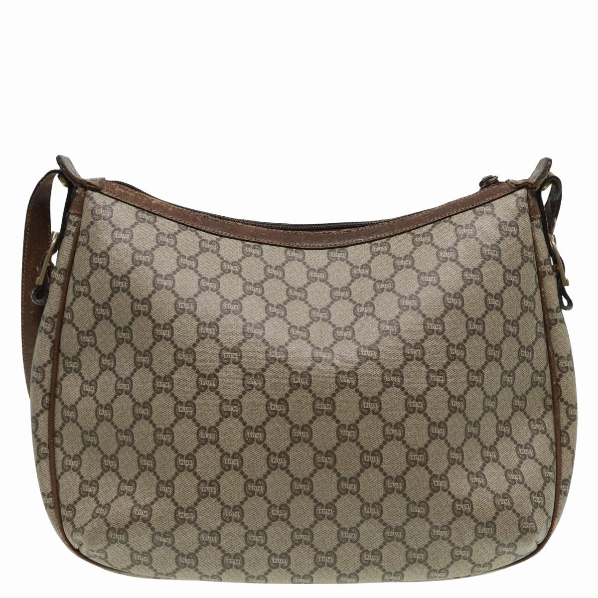 GUCCI GG PLUS Canvas Shoulder Bag PVC Leather Beige  th5152