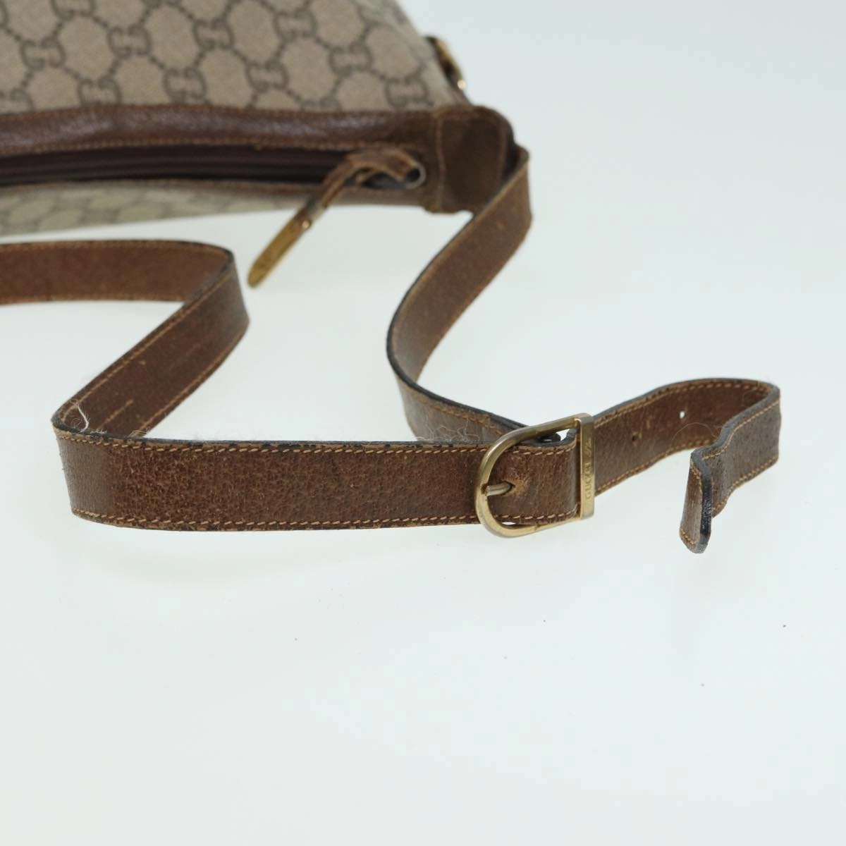 GUCCI GG PLUS Canvas Shoulder Bag PVC Leather Beige  th5152