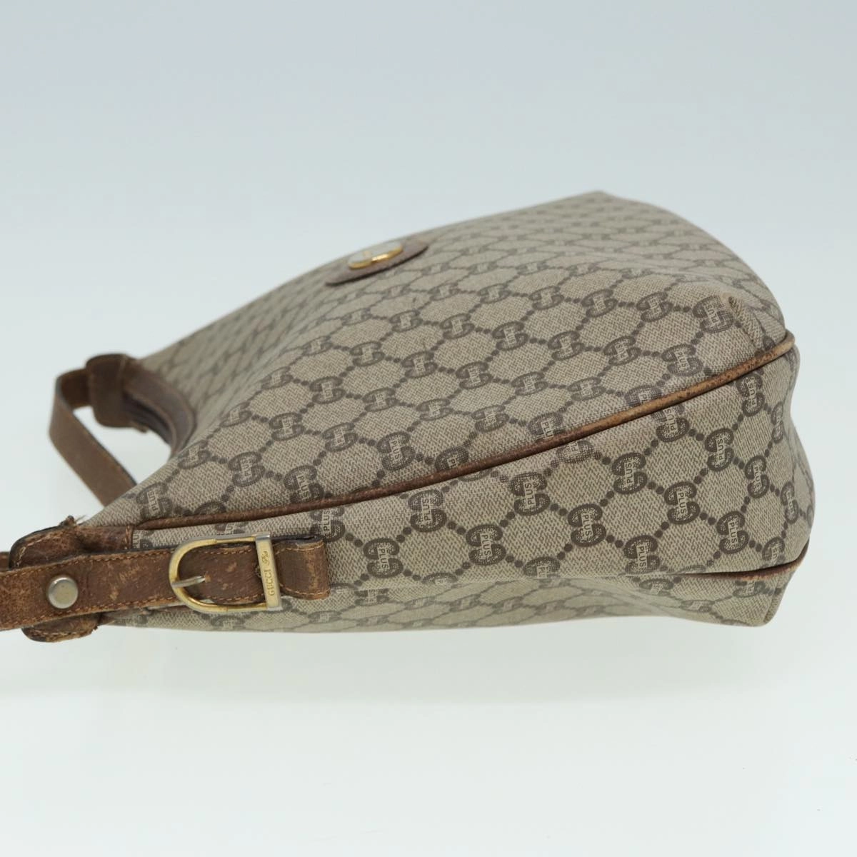 GUCCI GG PLUS Canvas Shoulder Bag PVC Leather Beige  th5152