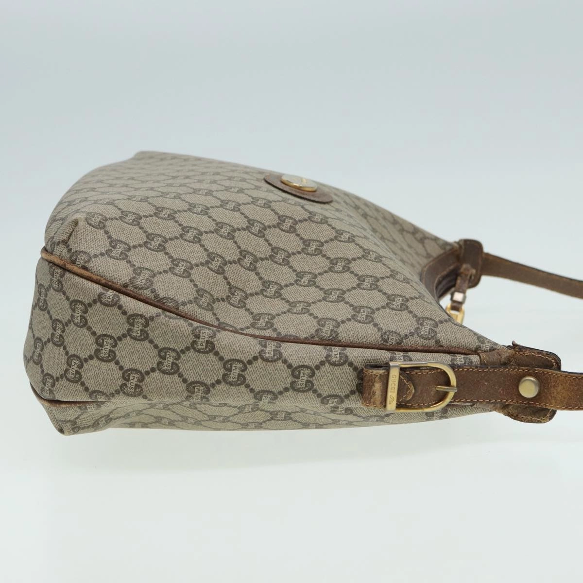 GUCCI GG PLUS Canvas Shoulder Bag PVC Leather Beige  th5152