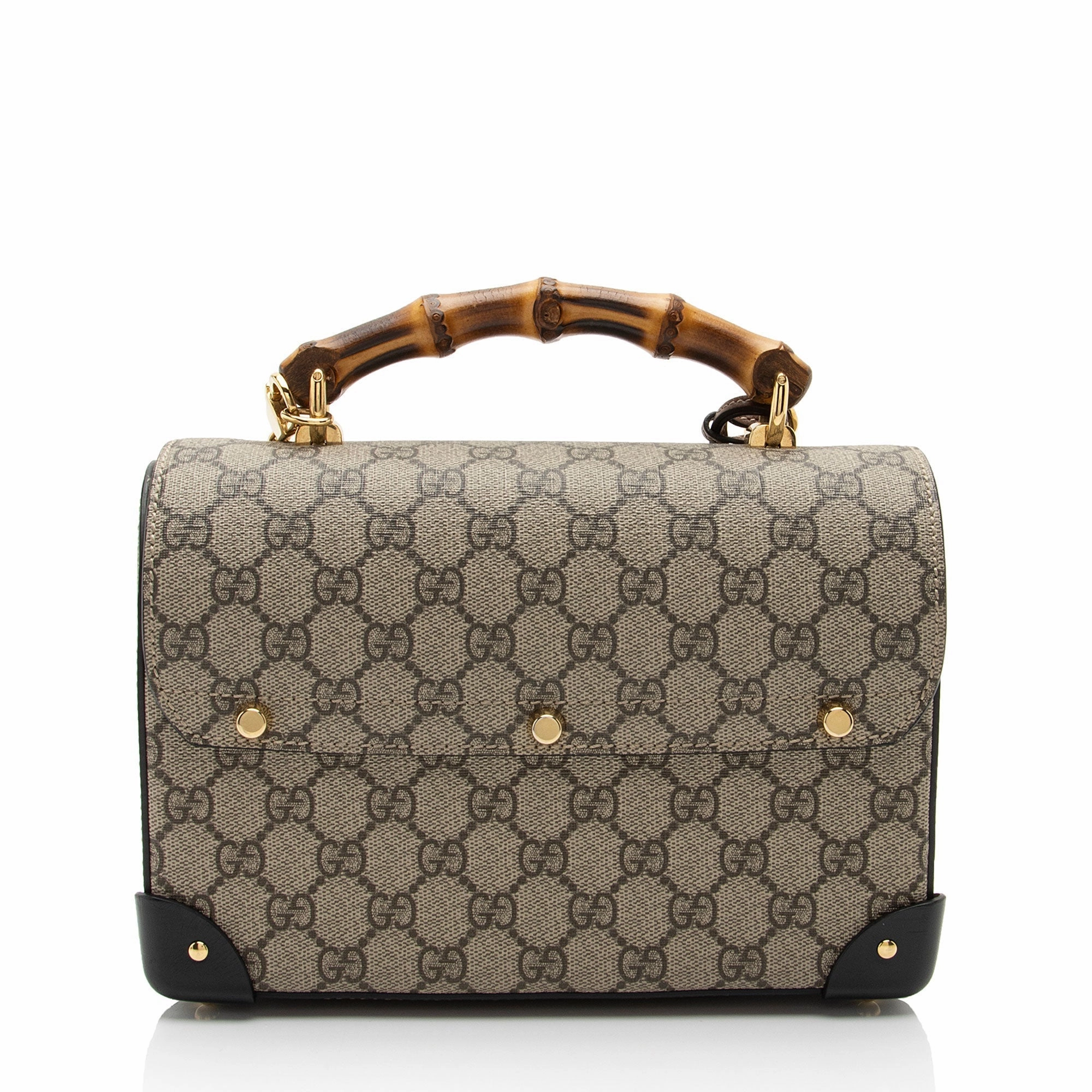 Gucci GG Supreme Bamboo Padlock Top Handle Shoulder Bag (SHF-hs3Epm)