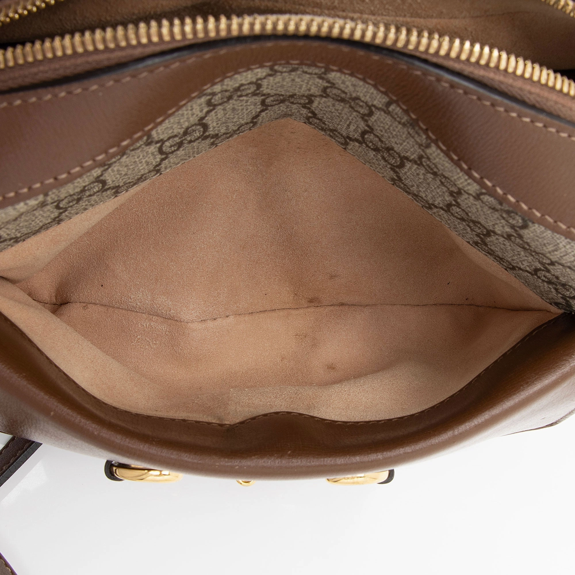 Gucci GG Supreme Calfskin Horsebit 1955 Small Shoulder Bag (SHF-BWc4W6)