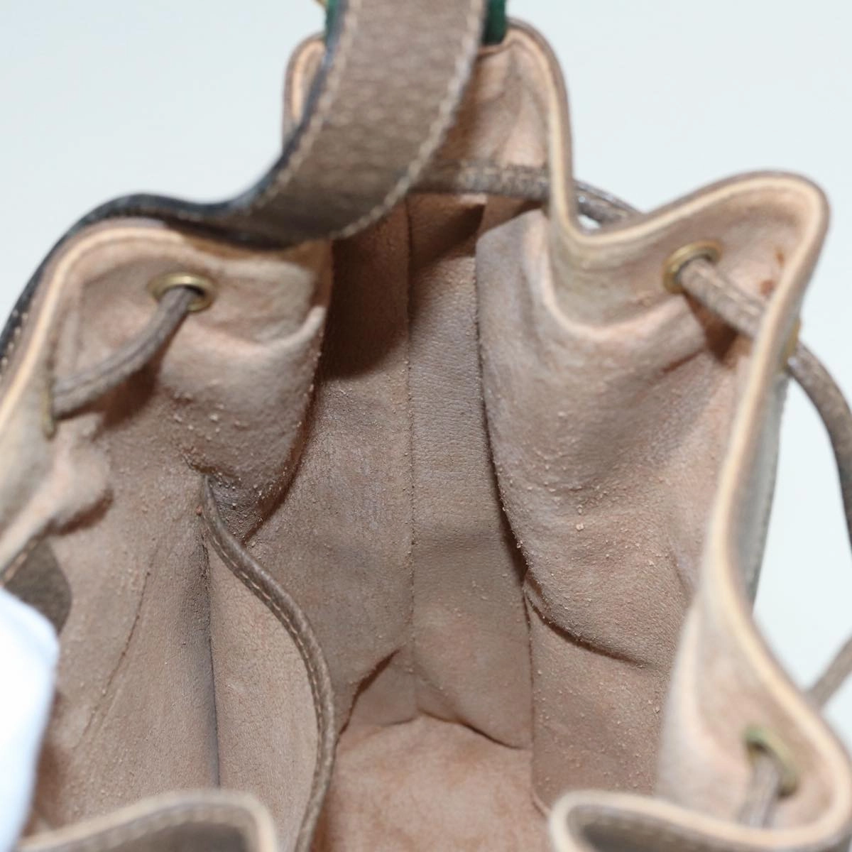 GUCCI GG Supreme Drawstring Bag Web Sherry Line Shoulder Bag PVC   86555