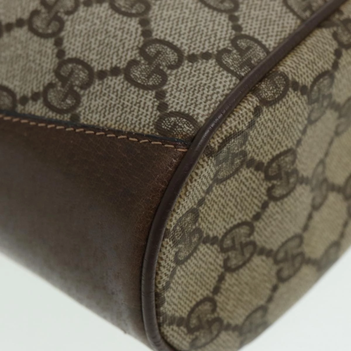 GUCCI GG Supreme Drawstring Bag Web Sherry Line Shoulder Bag PVC   86555