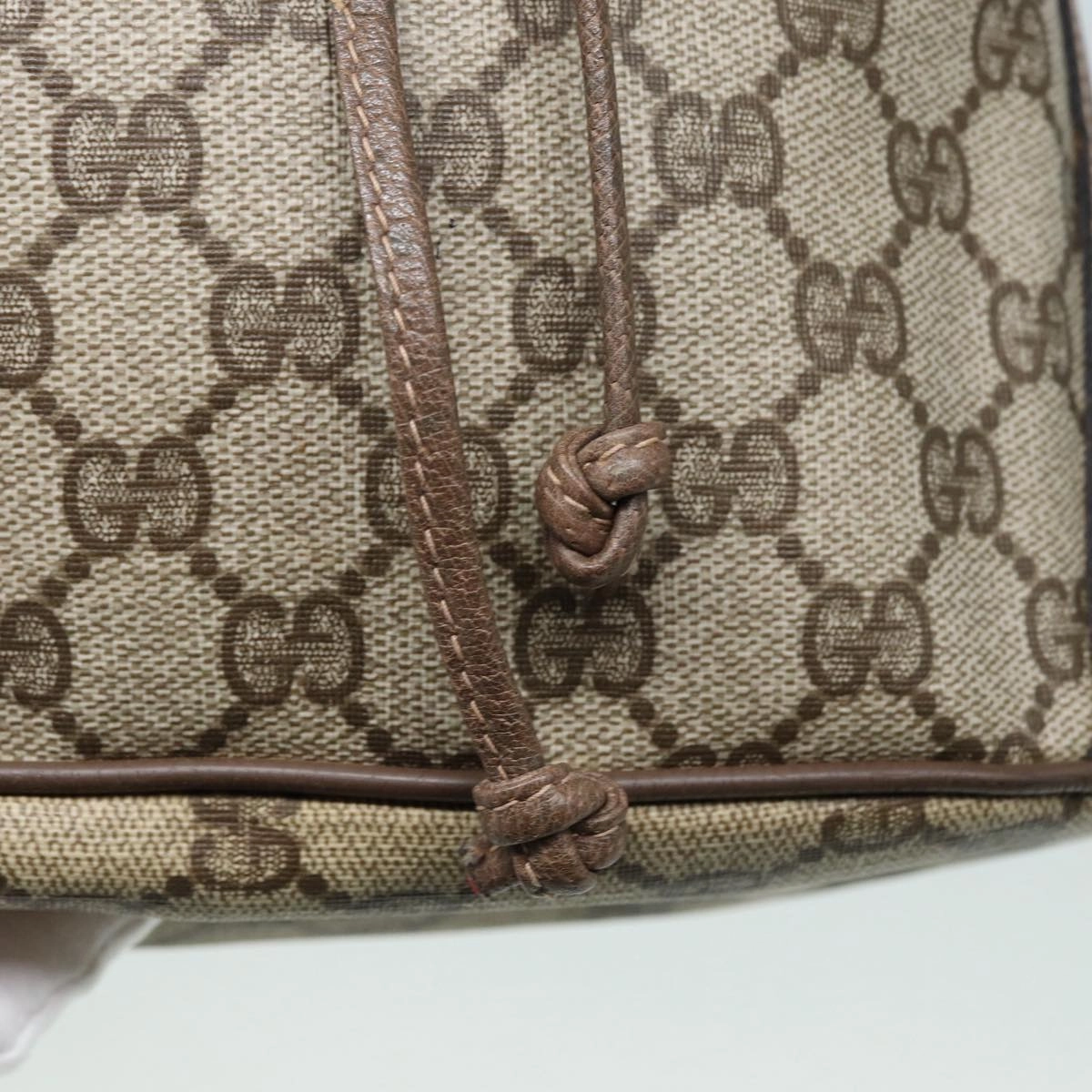 GUCCI GG Supreme Drawstring Bag Web Sherry Line Shoulder Bag PVC   86555