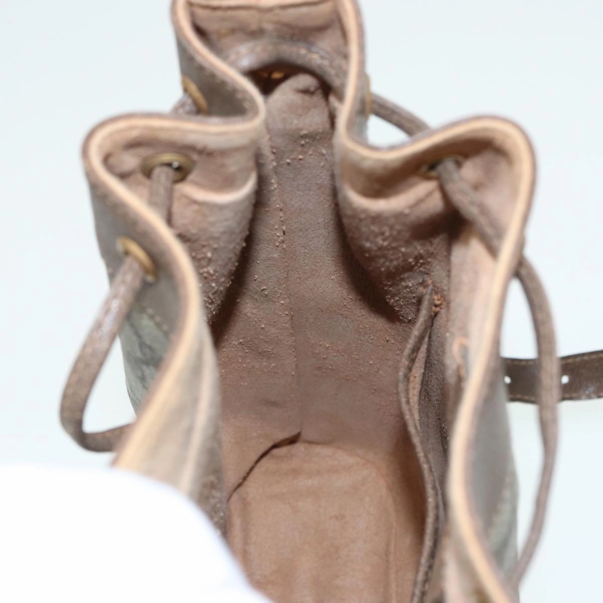 GUCCI GG Supreme Drawstring Bag Web Sherry Line Shoulder Bag PVC   86555