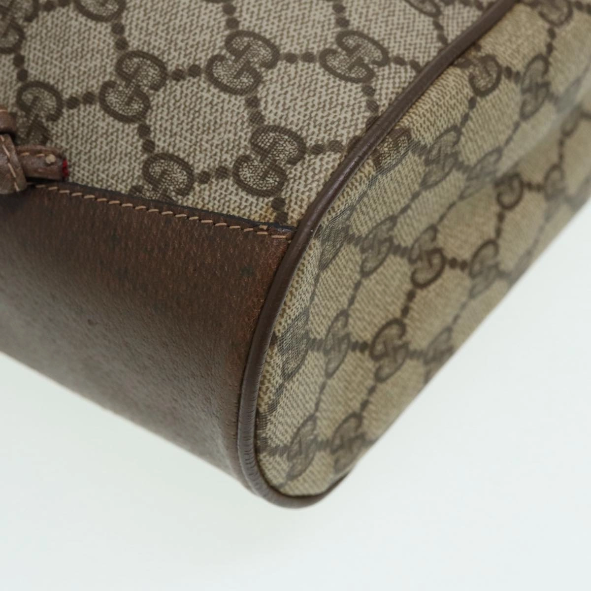 GUCCI GG Supreme Drawstring Bag Web Sherry Line Shoulder Bag PVC   86555