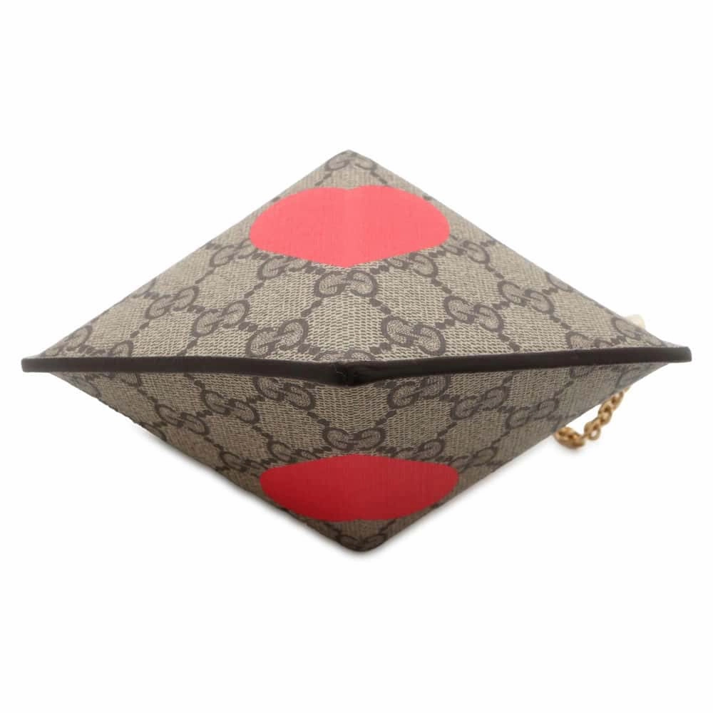 GUCCI GG Supreme Heart LOVE ChainShoulder Red/Beige678131 PVC Coated Canvas Size Small