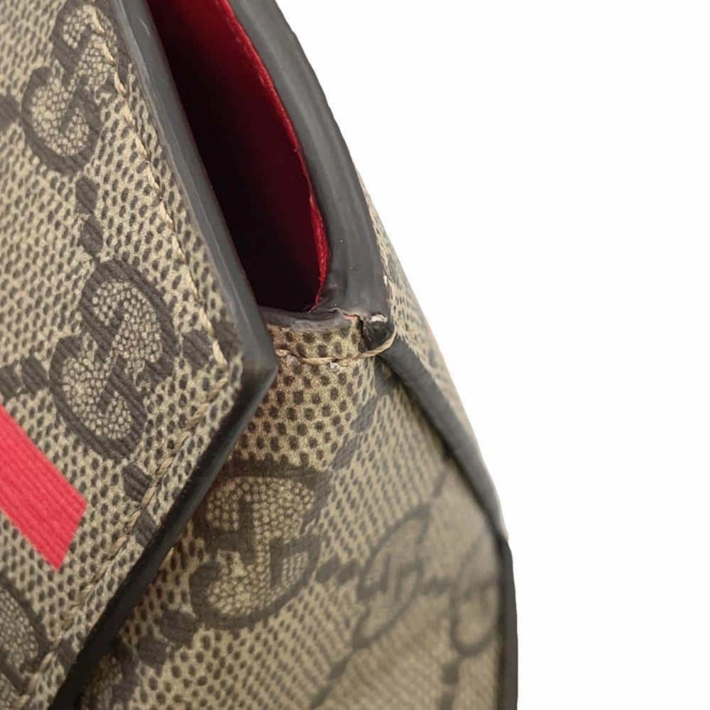 GUCCI GG Supreme Heart LOVE ChainShoulder Red/Beige678131 PVC Coated Canvas Size Small