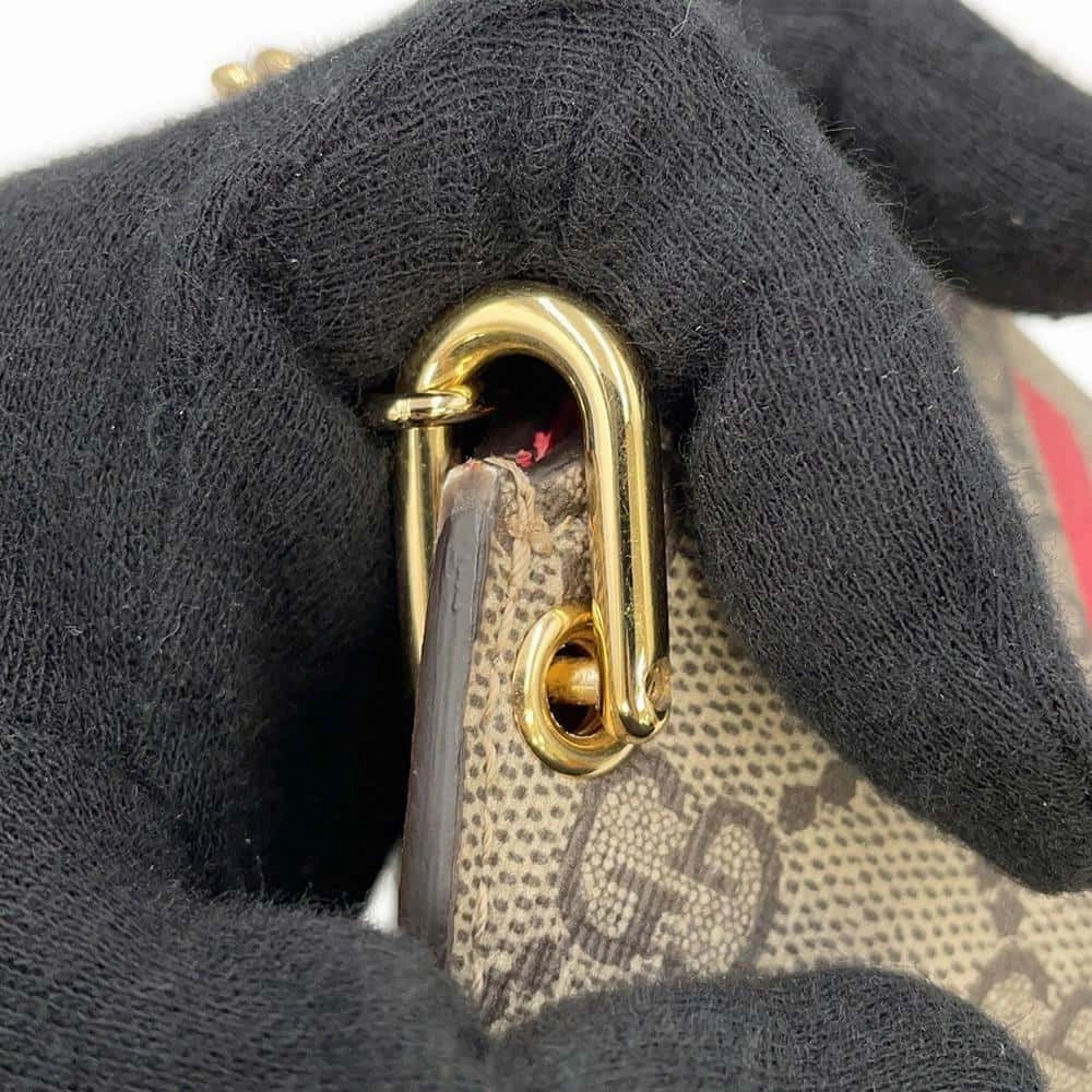 GUCCI GG Supreme Heart LOVE ChainShoulder Red/Beige678131 PVC Coated Canvas Size Small