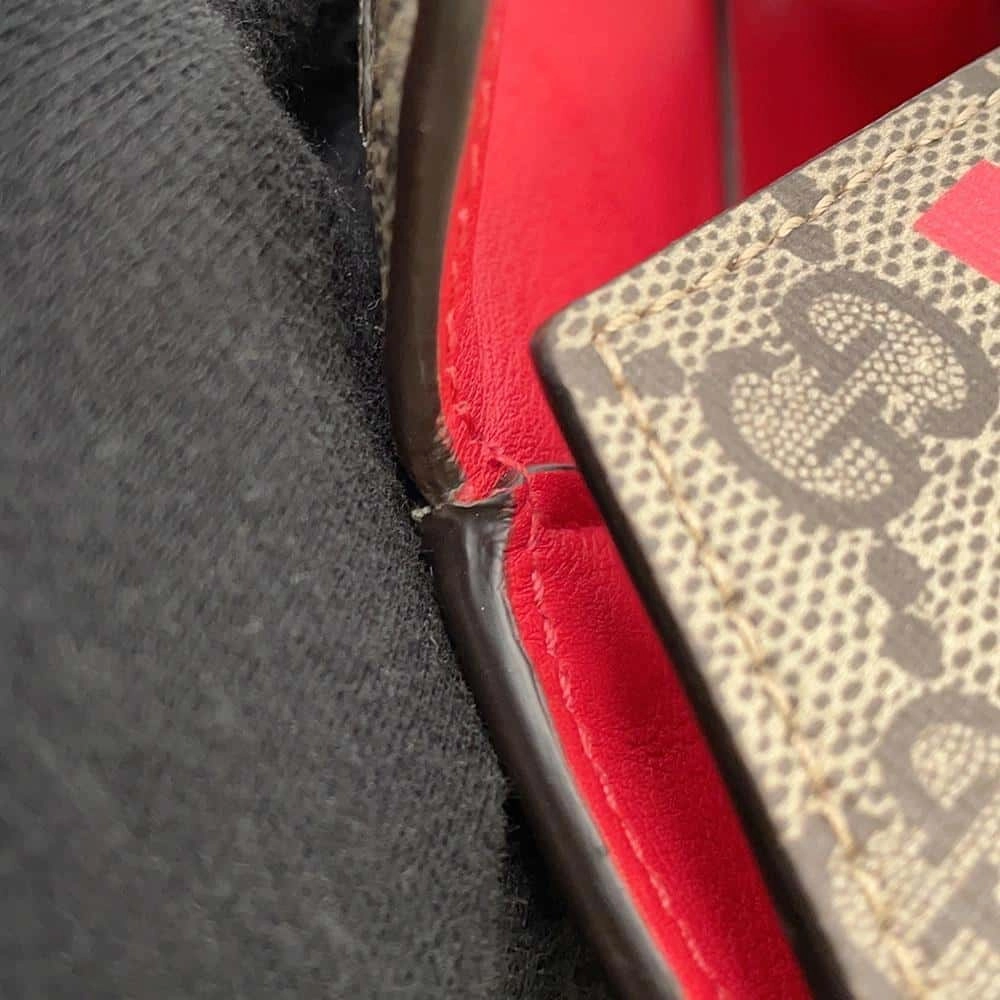 GUCCI GG Supreme Heart LOVE ChainShoulder Red/Beige678131 PVC Coated Canvas Size Small