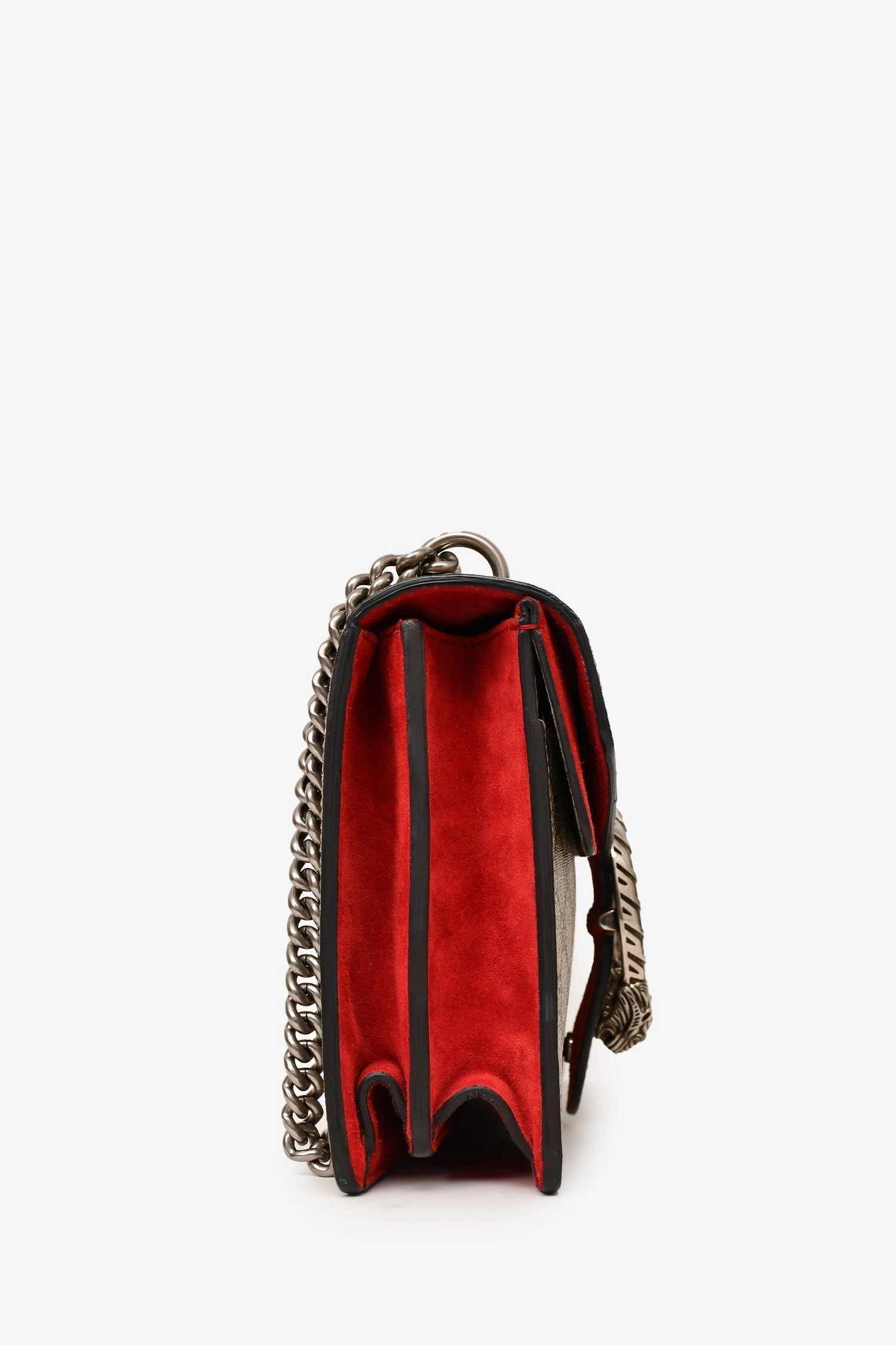 Gucci GG Supreme/Red Canvas/Suede Leather Small Dionysus Shoulder Bag