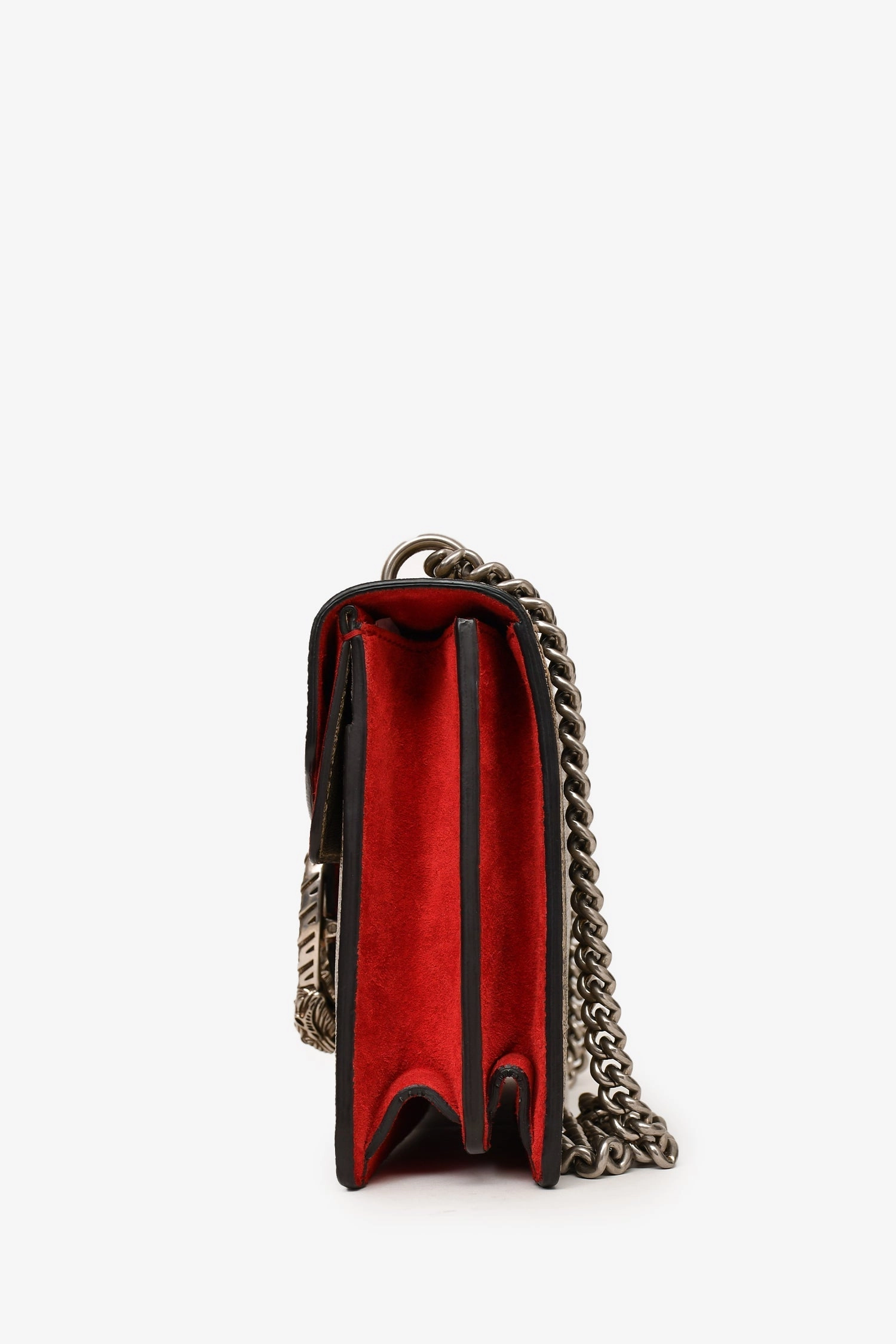 Gucci GG Supreme/Red Canvas/Suede Leather Small Dionysus Shoulder Bag