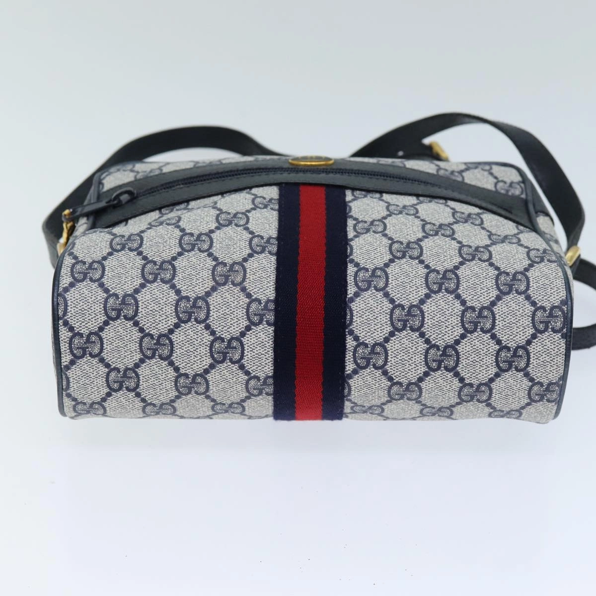 GUCCI GG Supreme Sherry Line Shoulder Bag PVC Navy Red 56 02 004  am6288