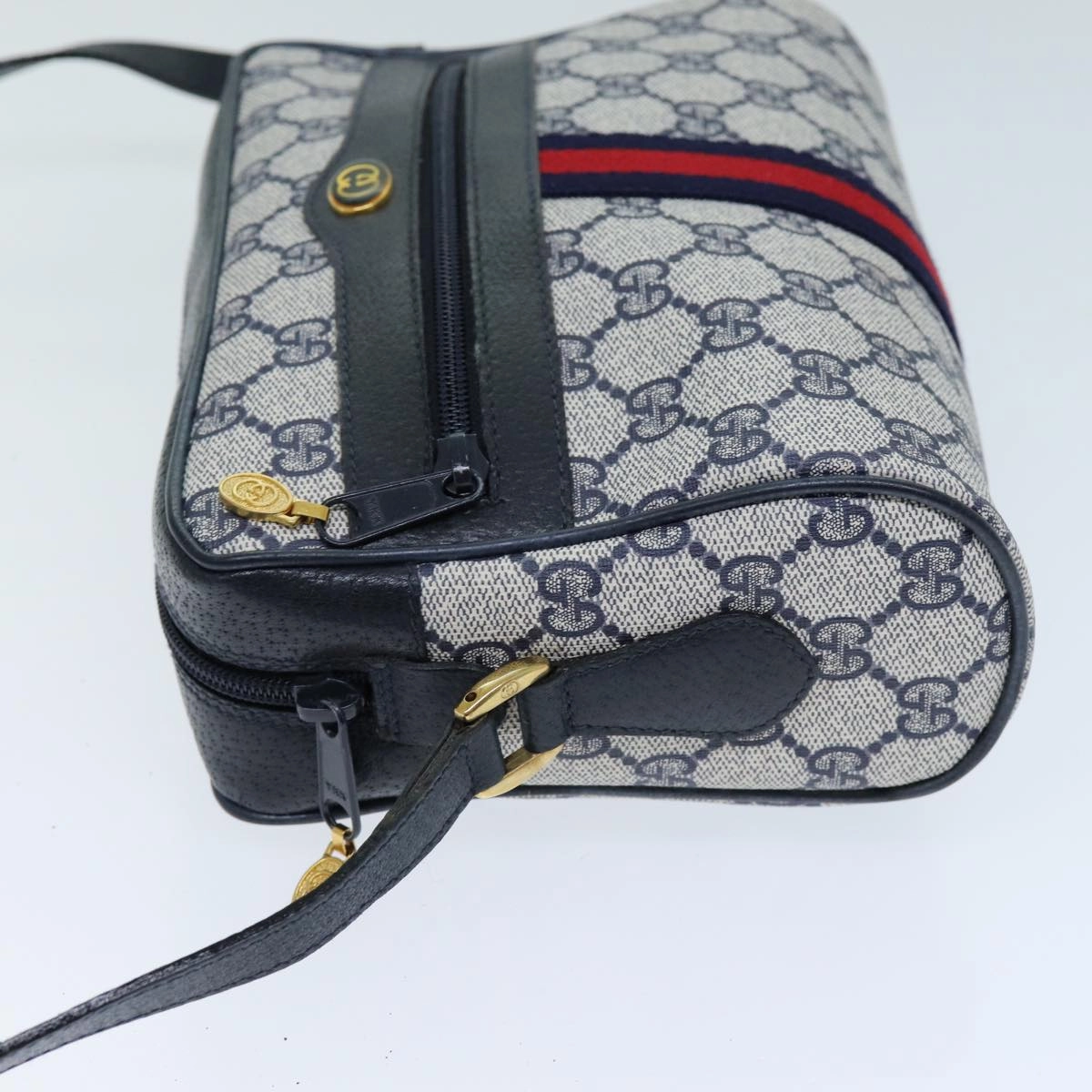 GUCCI GG Supreme Sherry Line Shoulder Bag PVC Navy Red 56 02 004  am6288