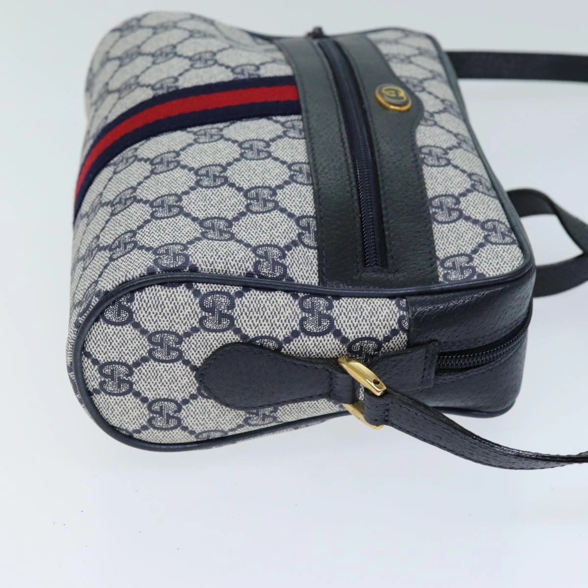 GUCCI GG Supreme Sherry Line Shoulder Bag PVC Navy Red 56 02 004  am6288