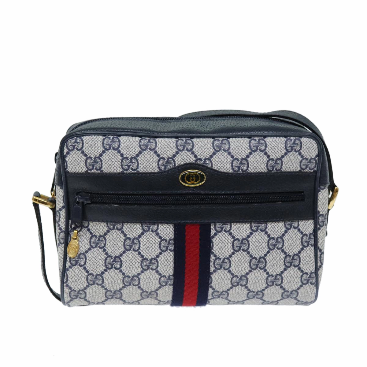 GUCCI GG Supreme Sherry Line Shoulder Bag PVC Navy Red 56 02 004  am6288