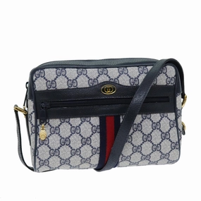 GUCCI GG Supreme Sherry Line Shoulder Bag PVC Navy Red 56 02 004  am6288
