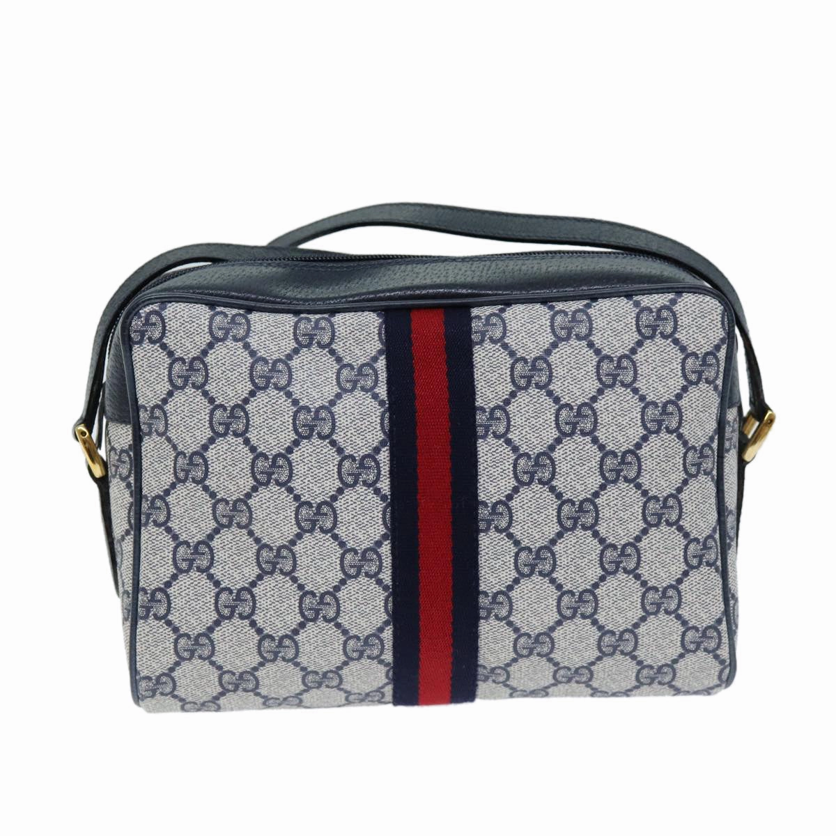 GUCCI GG Supreme Sherry Line Shoulder Bag PVC Navy Red 56 02 004  am6288