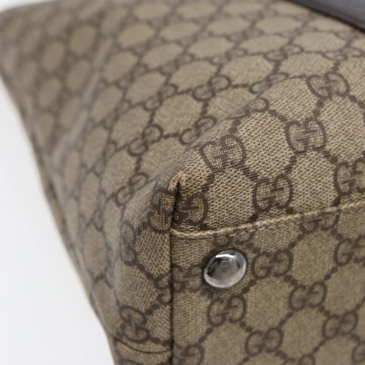 GUCCI GG Supreme Shoulder Bag Beige Silver 114288  85858