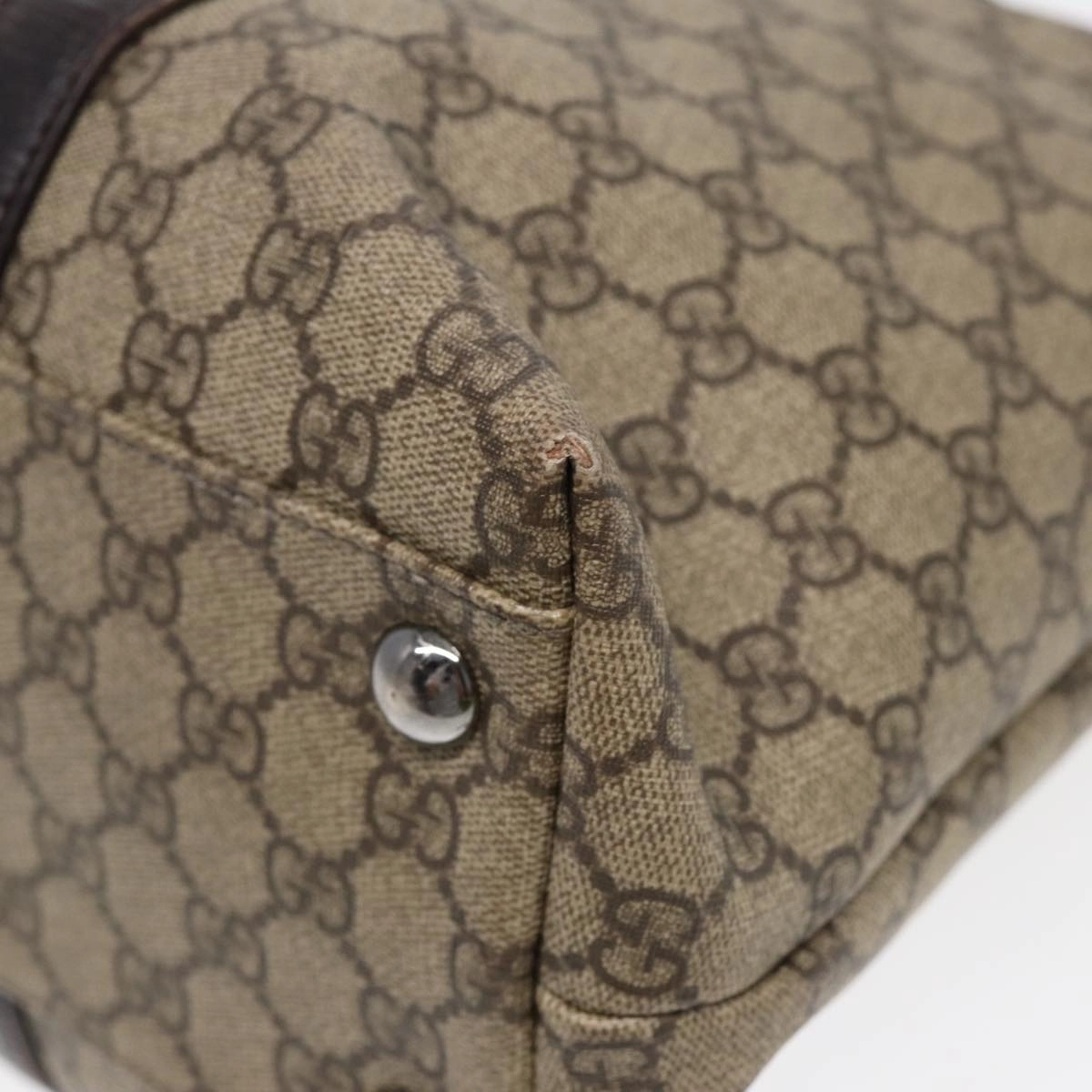 GUCCI GG Supreme Shoulder Bag Beige Silver 114288  85858