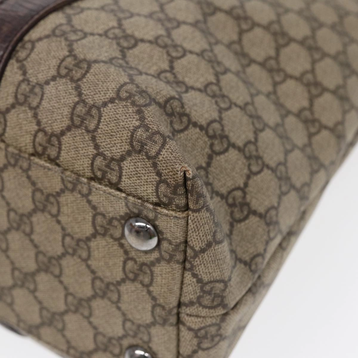 GUCCI GG Supreme Shoulder Bag Beige Silver 114288  85858