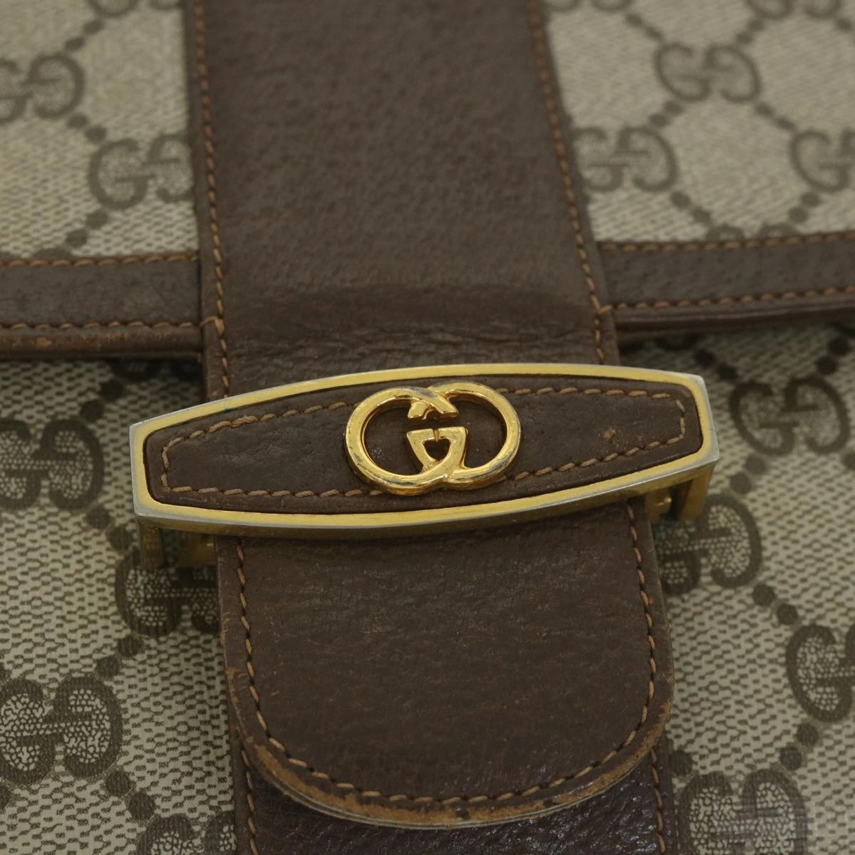 GUCCI GG Supreme Shoulder Bag PVC Leather Beige  56773