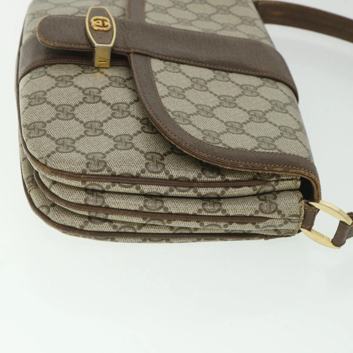 GUCCI GG Supreme Shoulder Bag PVC Leather Beige  56773