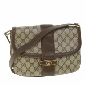 GUCCI GG Supreme Shoulder Bag PVC Leather Beige  56773