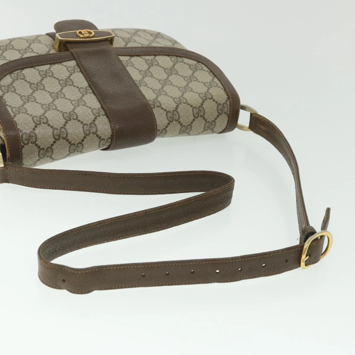 GUCCI GG Supreme Shoulder Bag PVC Leather Beige  56773