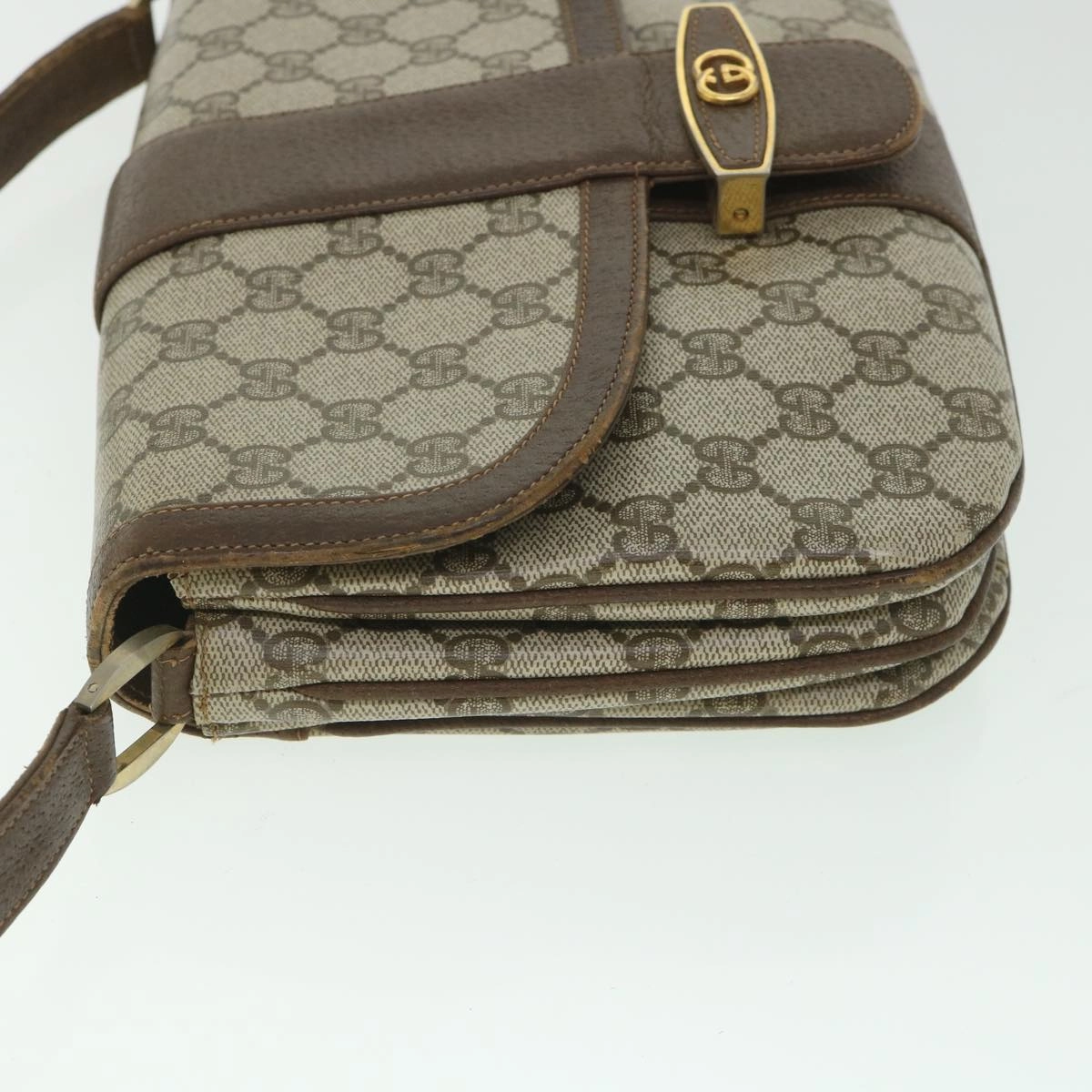 GUCCI GG Supreme Shoulder Bag PVC Leather Beige  56773
