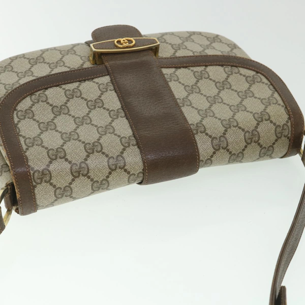 GUCCI GG Supreme Shoulder Bag PVC Leather Beige  56773