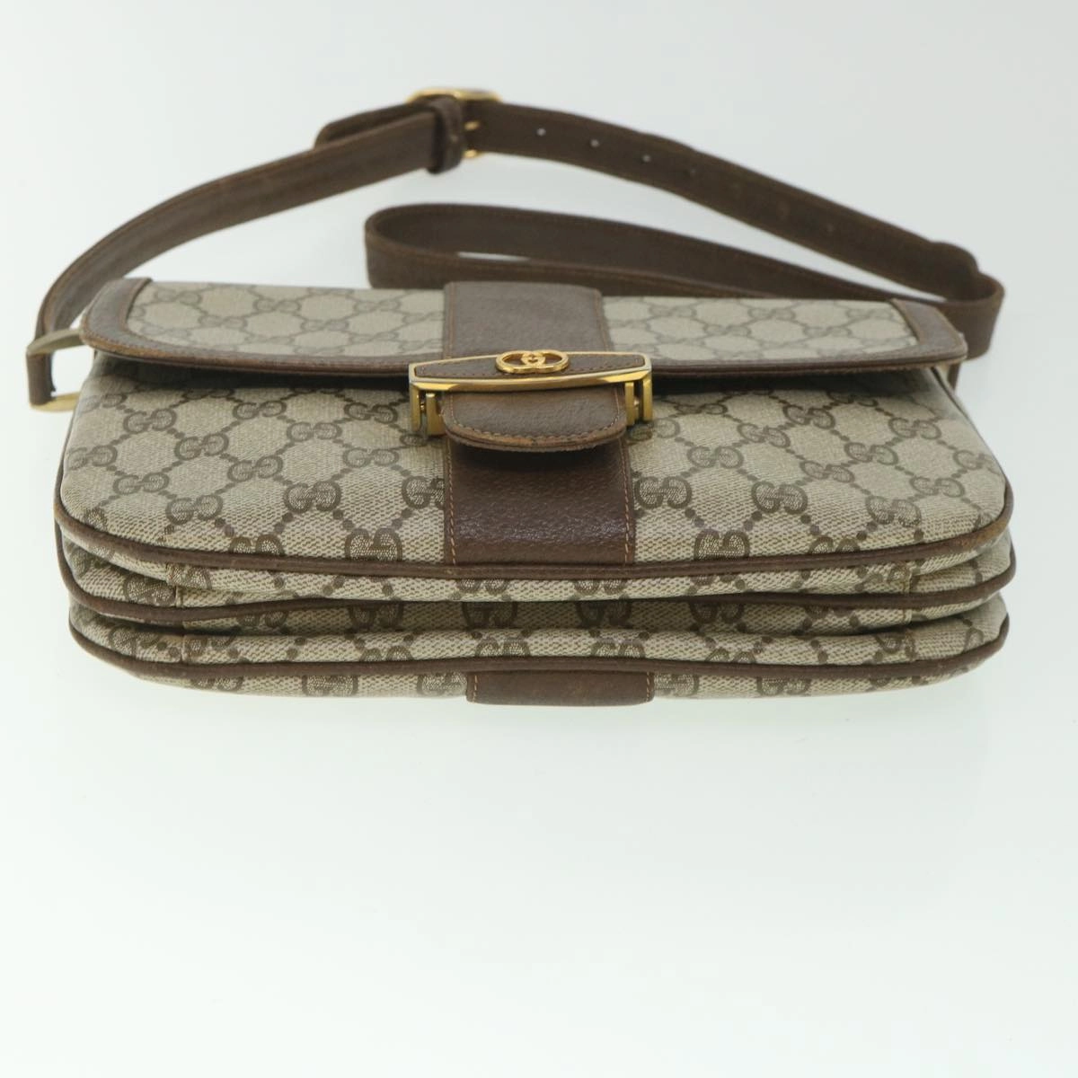 GUCCI GG Supreme Shoulder Bag PVC Leather Beige  56773