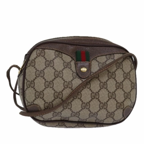 GUCCI GG Supreme Shoulder Bag PVC Leather Beige Red gold 89 02 066  84564