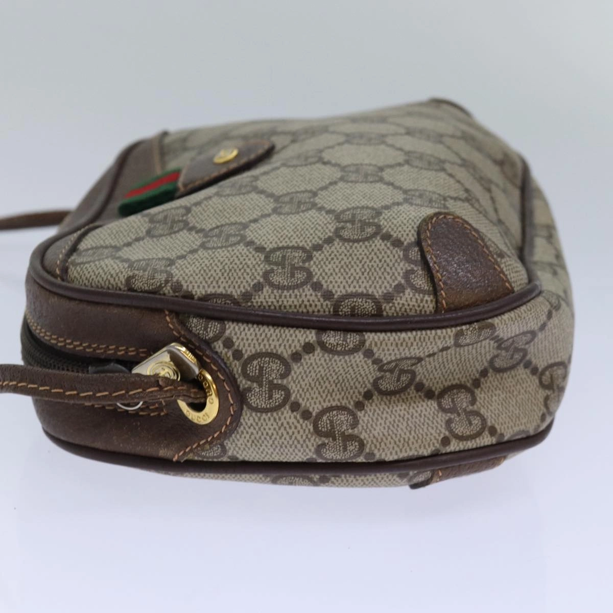 GUCCI GG Supreme Shoulder Bag PVC Leather Beige Red gold 89 02 066  84564