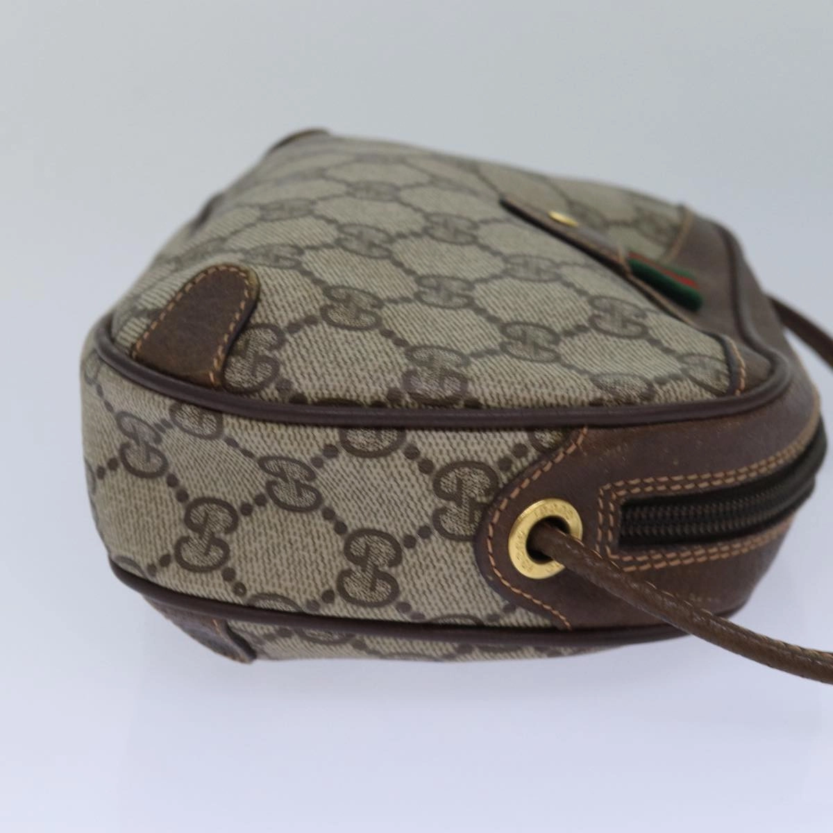 GUCCI GG Supreme Shoulder Bag PVC Leather Beige Red gold 89 02 066  84564