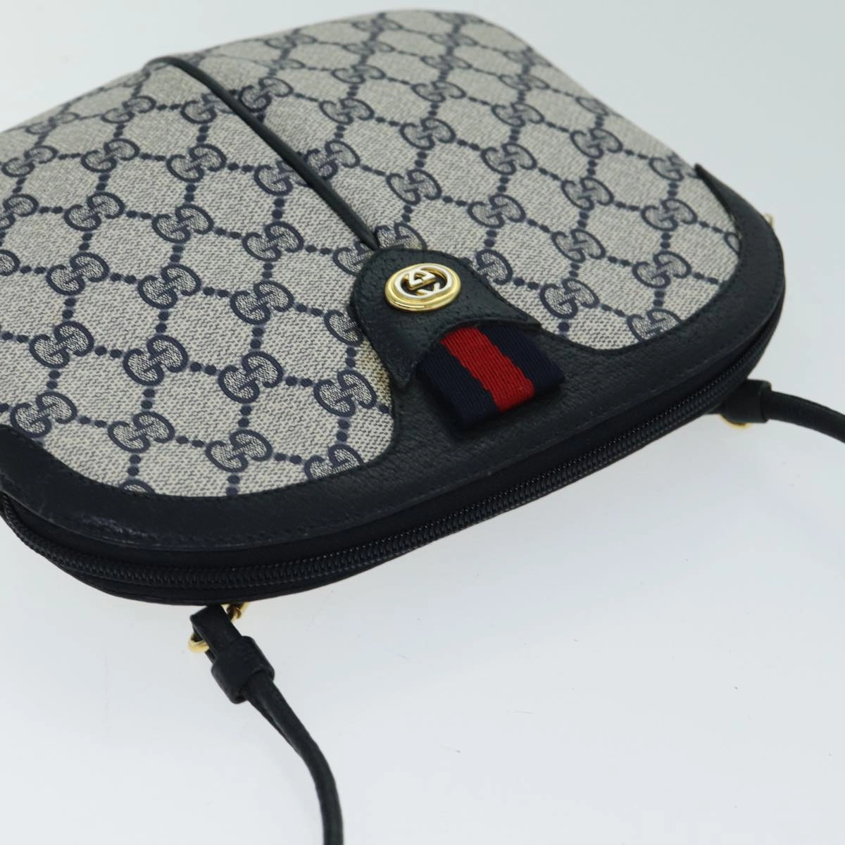 GUCCI GG Supreme Shoulder Bag PVC Leather Navy 904 02 047  80808