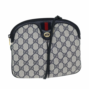 GUCCI GG Supreme Shoulder Bag PVC Leather Navy 904 02 047  80808