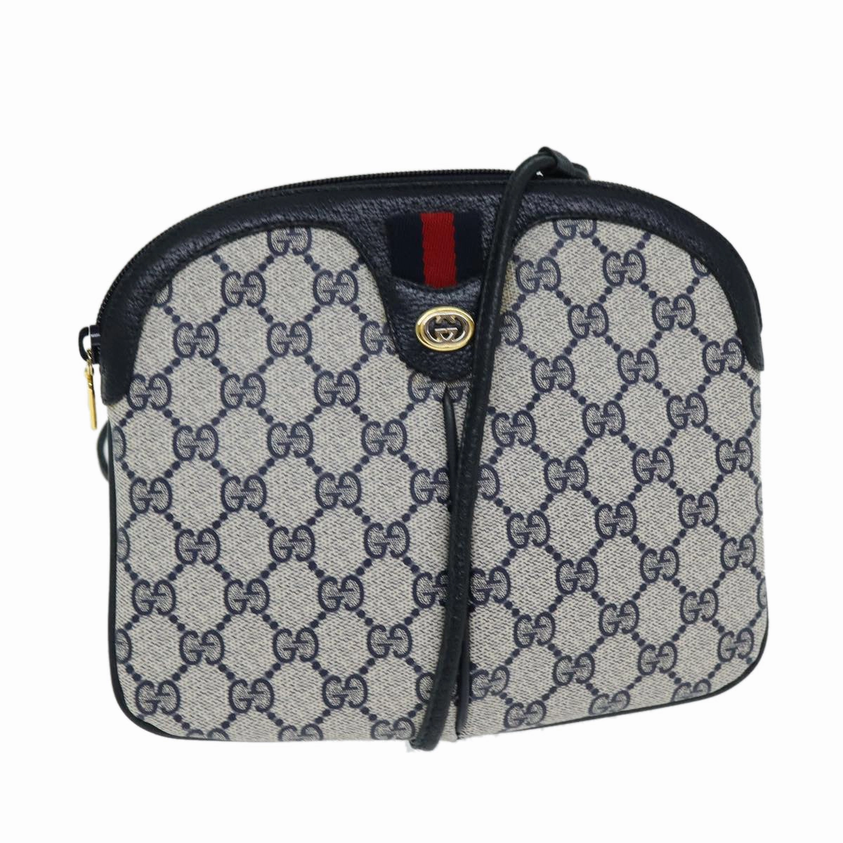 GUCCI GG Supreme Shoulder Bag PVC Leather Navy 904 02 047  80808