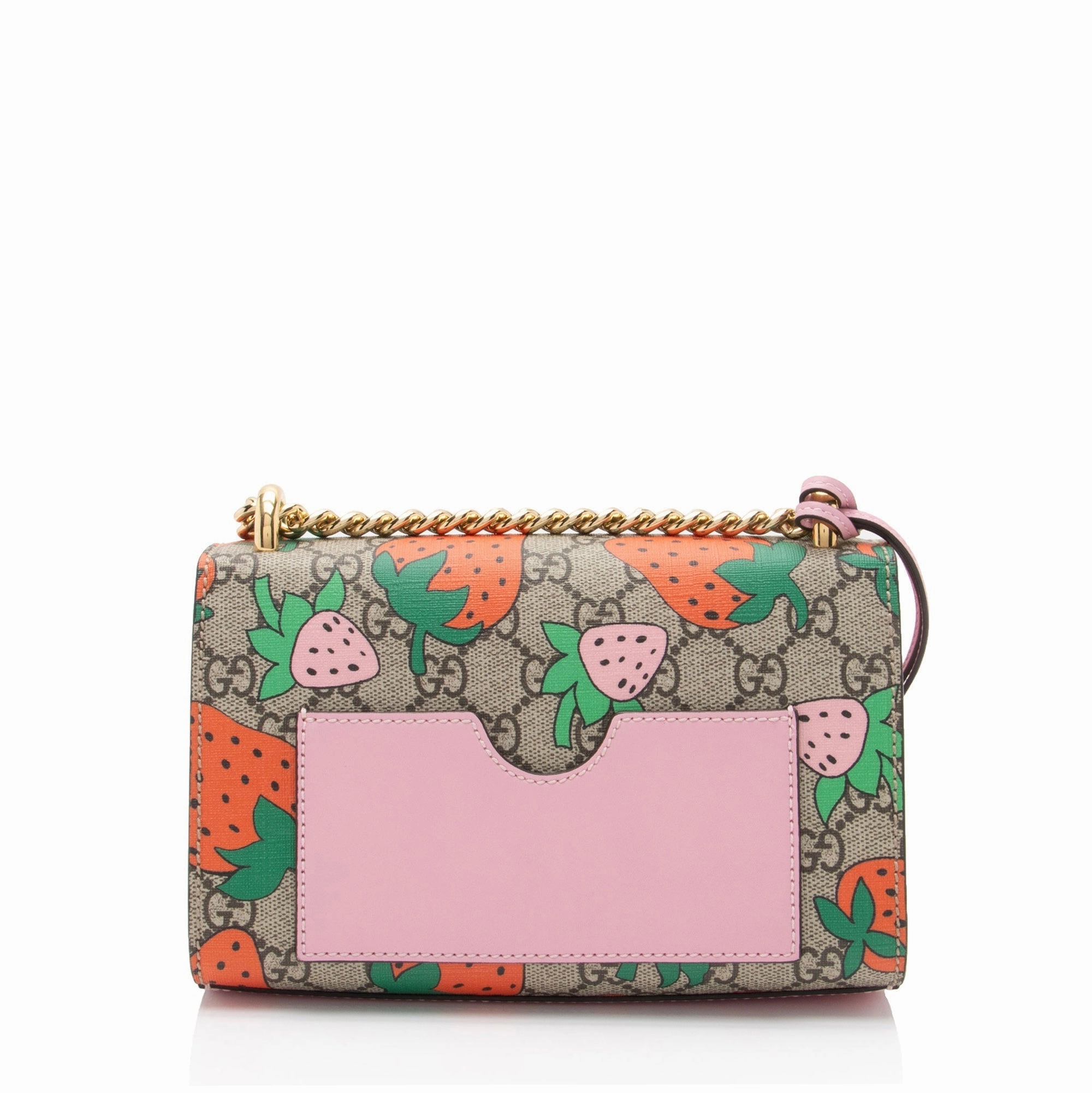 Gucci GG Supreme Strawberry Padlock Small Shoulder Bag (SHF-uX0Syw)
