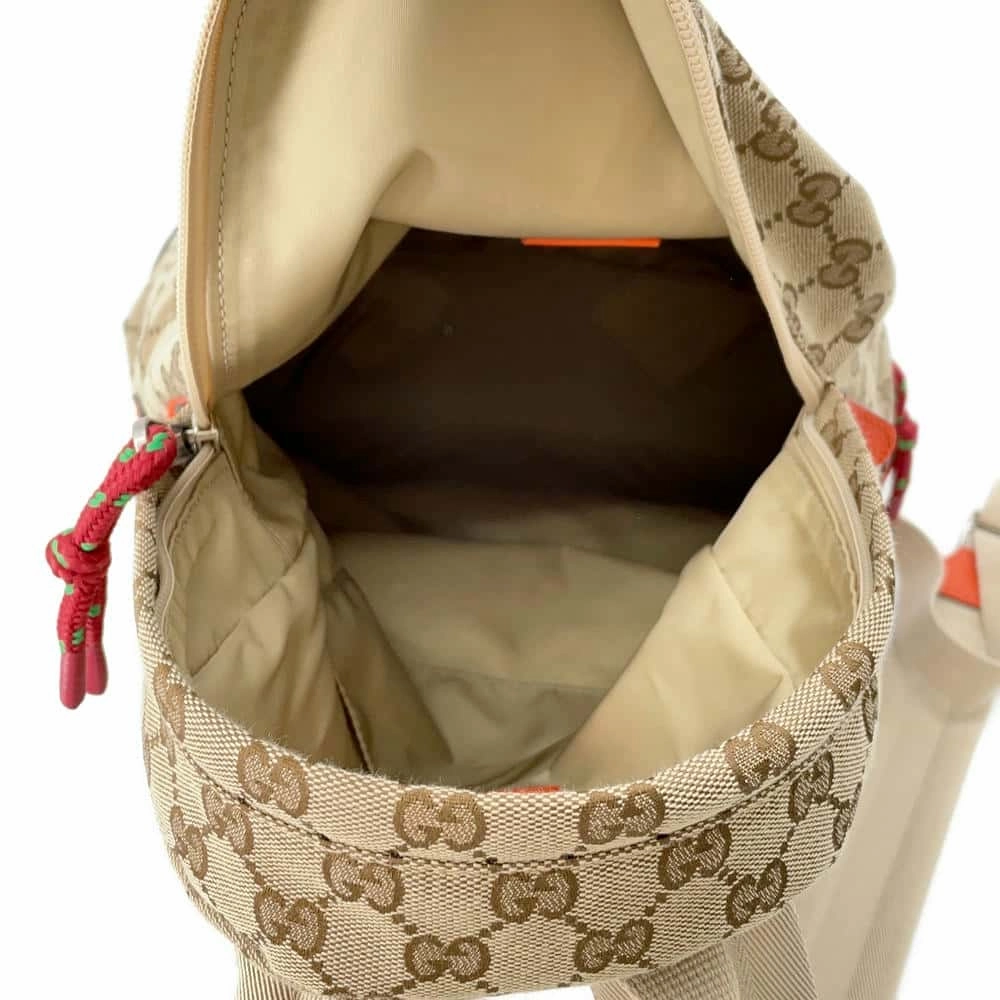 GUCCI GG Supreme The North Face Collaboration Backpack Beige/Orange650288 Canvas Leather