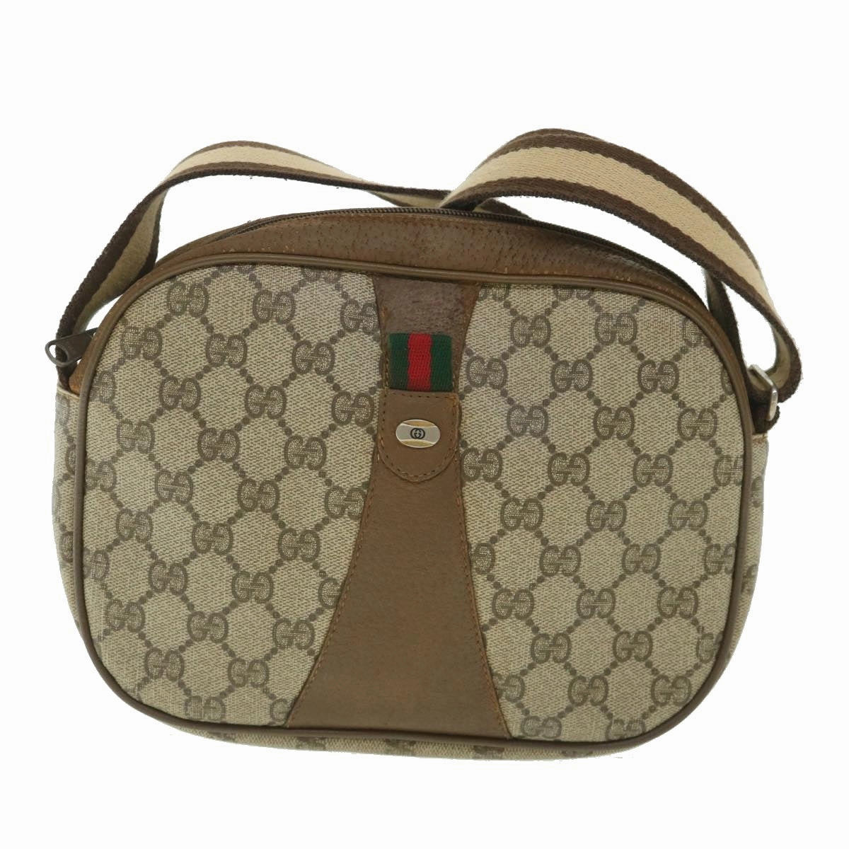 GUCCI GG Supreme Web Sherry Line Shoulder Bag Beige Red 89 01 034  bs9010