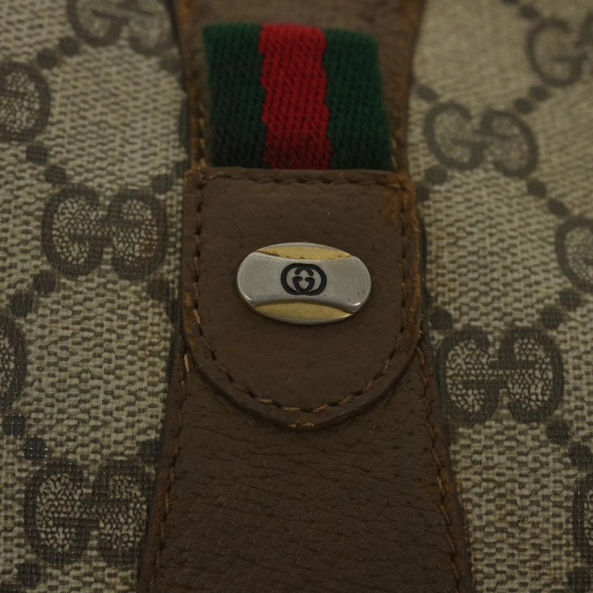 GUCCI GG Supreme Web Sherry Line Shoulder Bag Beige Red 89 01 034  bs9010