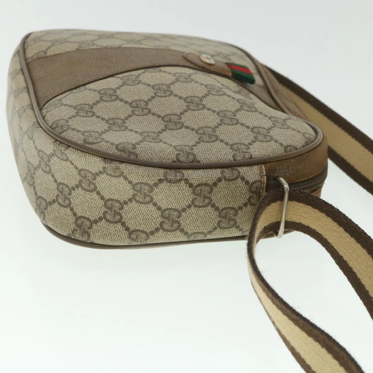 GUCCI GG Supreme Web Sherry Line Shoulder Bag Beige Red 89 01 034  bs9010