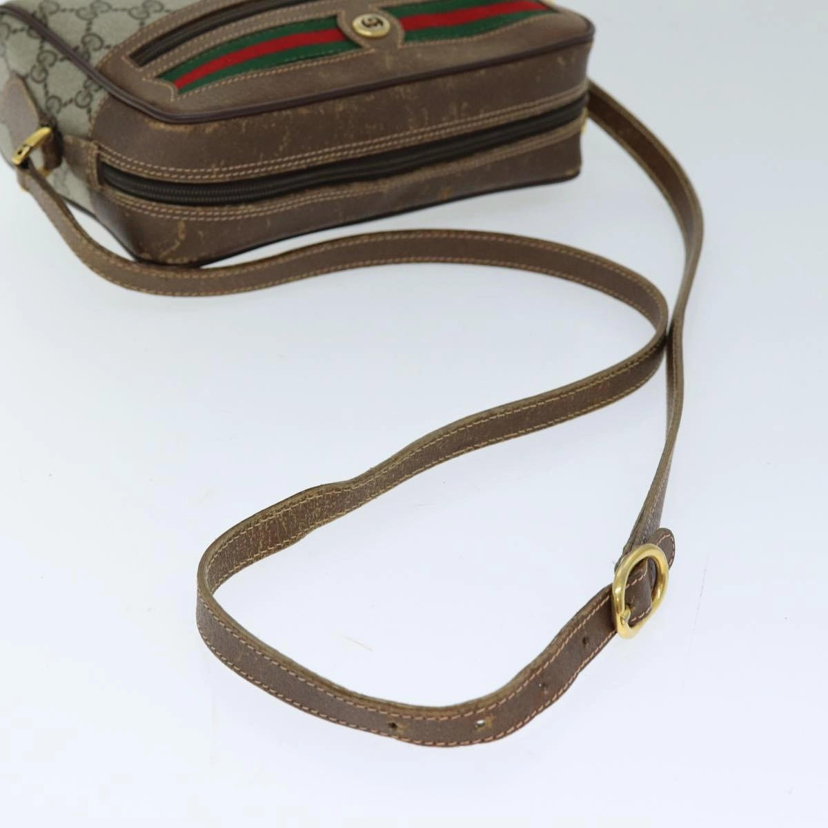 GUCCI GG Supreme Web Sherry Line Shoulder Bag PVC Beige 56 02 087  74416
