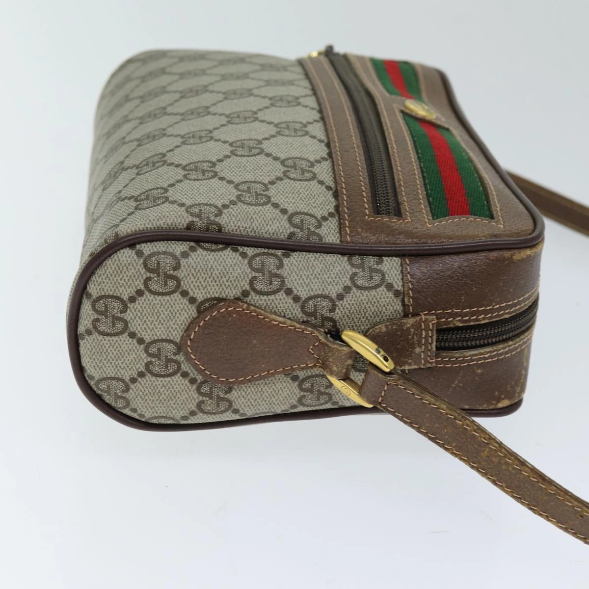 GUCCI GG Supreme Web Sherry Line Shoulder Bag PVC Beige 56 02 087  74416