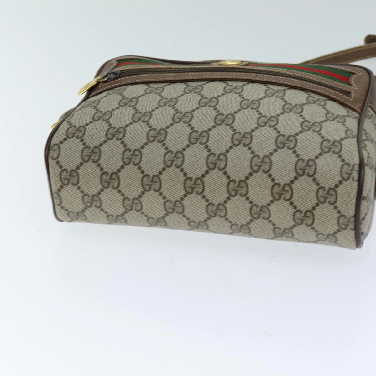 GUCCI GG Supreme Web Sherry Line Shoulder Bag PVC Beige 56 02 087  74416
