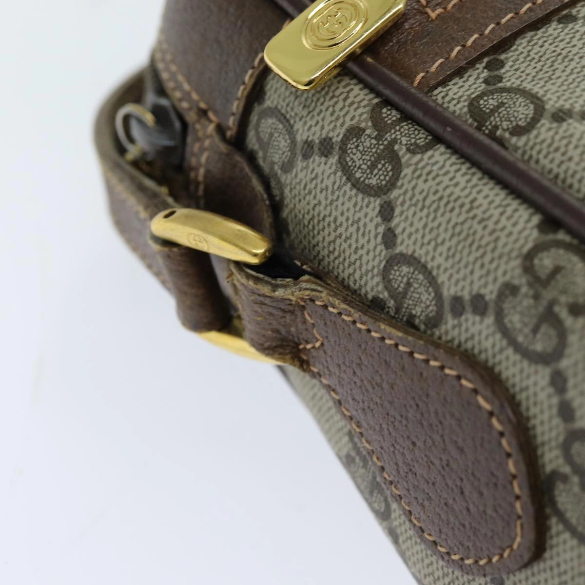 GUCCI GG Supreme Web Sherry Line Shoulder Bag PVC Beige 56 02 087  74416